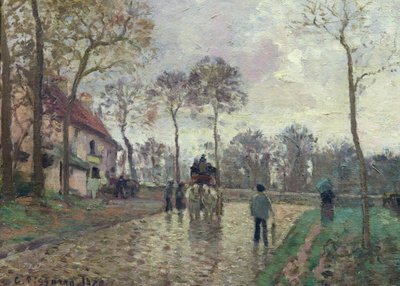 ルーヴェシエンヌ行きのコーチ、1870年 作： Camille Jacob Pissarro